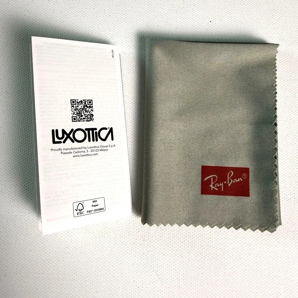 Ray-Ban Sunglasses Case, Authentic Luxottica Case, Gold Seal Cloth & Booklet